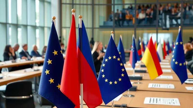 Sala međuvladine konferencije sa zastavama EU