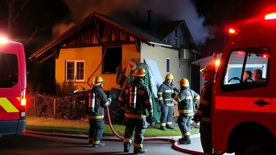 Vatrogasci gase požar na porodičnoj kući noću